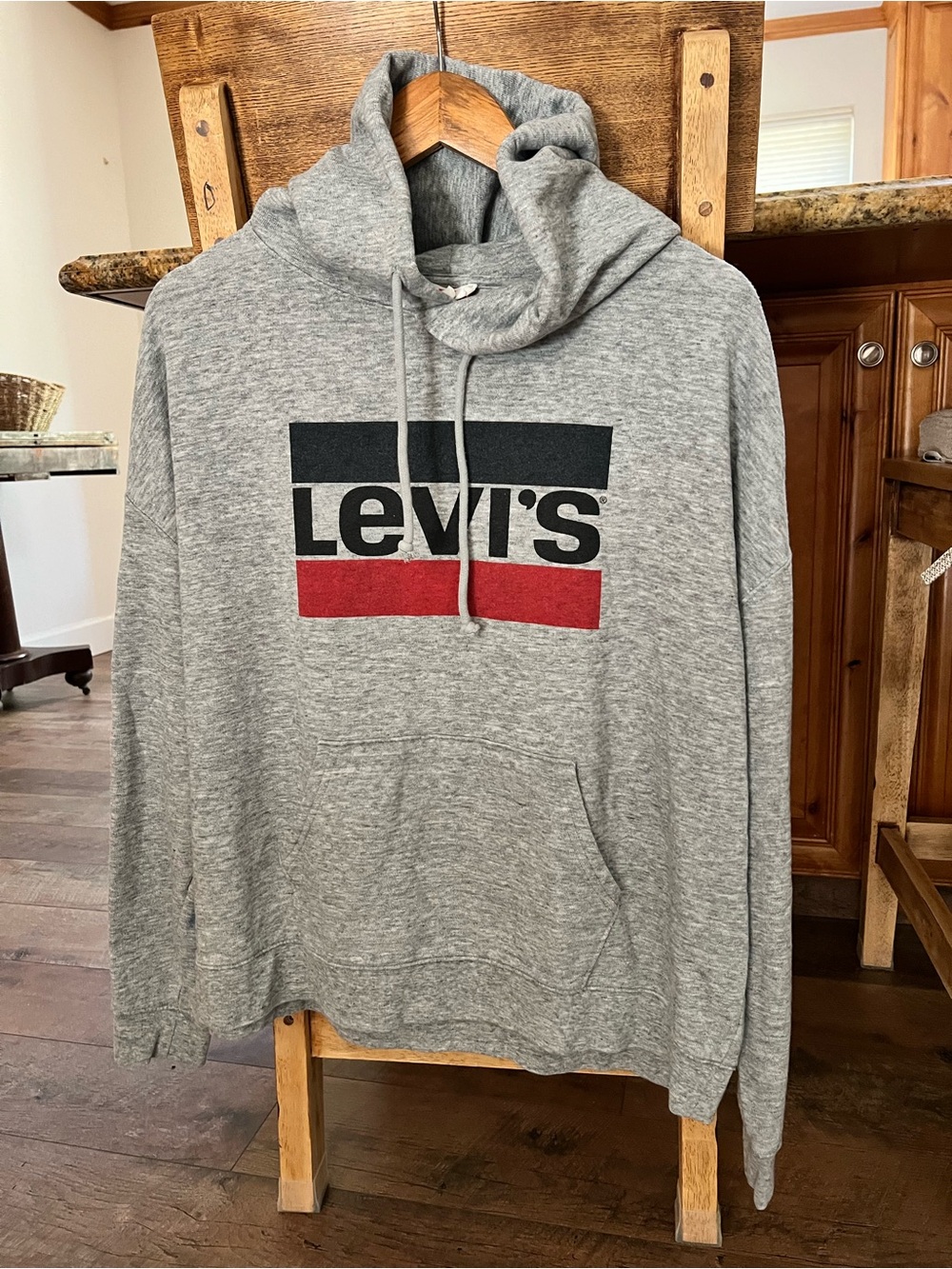Levi's Gray Pullover Hoodie with Black and Red Logo
